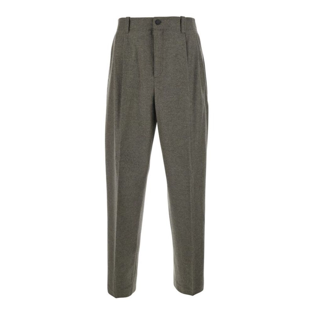 Golden Goose Men Pants Flamnella Di Lana With 100% Virgin Wool Green Woman